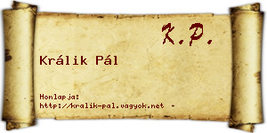 Králik Pál névjegykártya